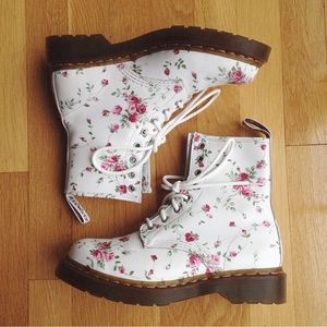 White Floral Dr. Martens